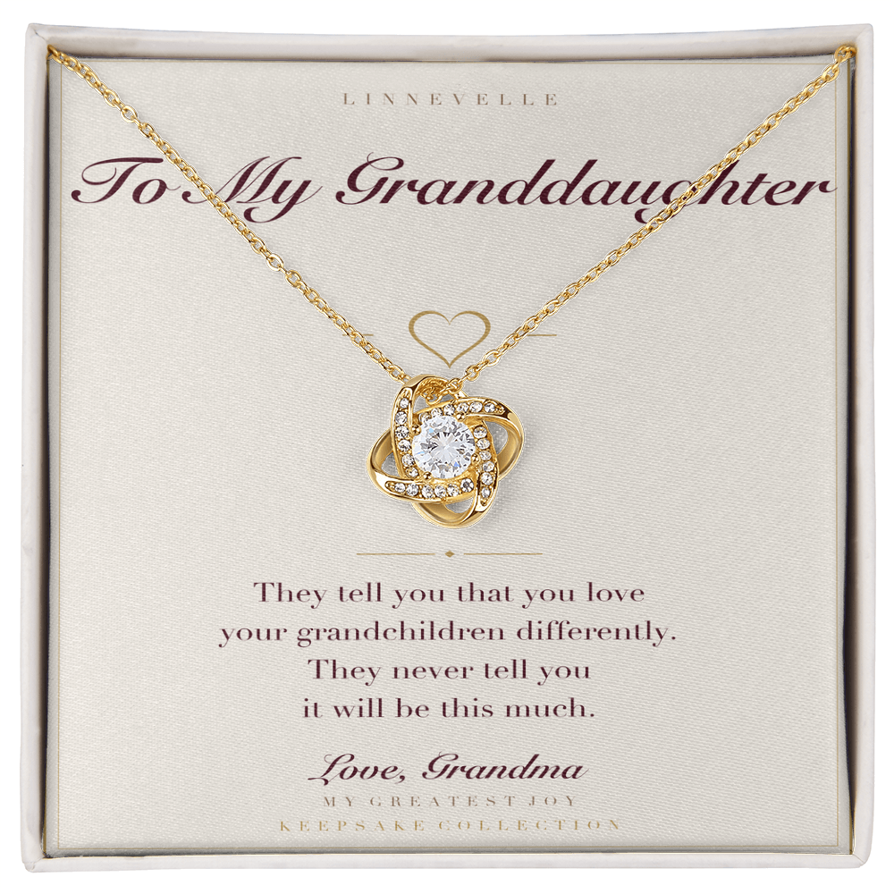 Keepsake card and love knot necklace — 18K yellow gold finish