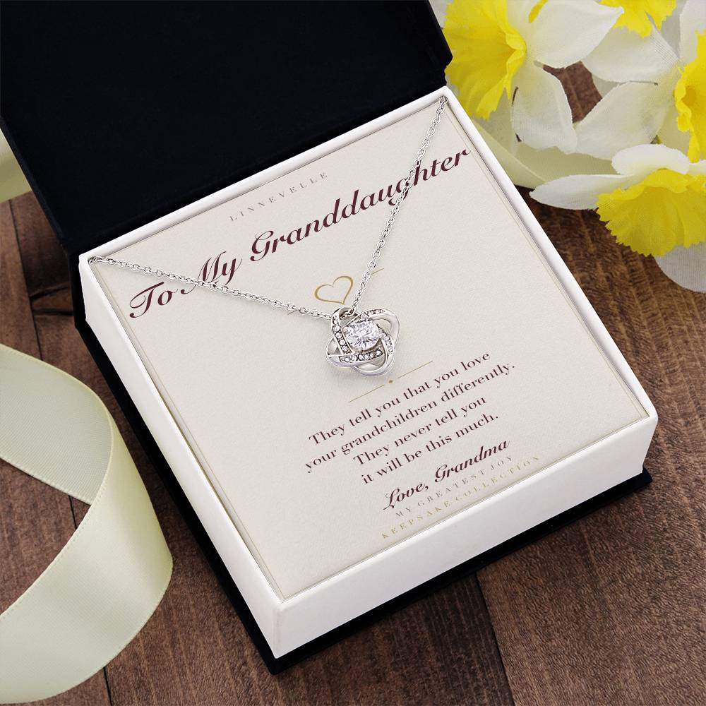 Keepsake card and necklace in gift box, held in hand