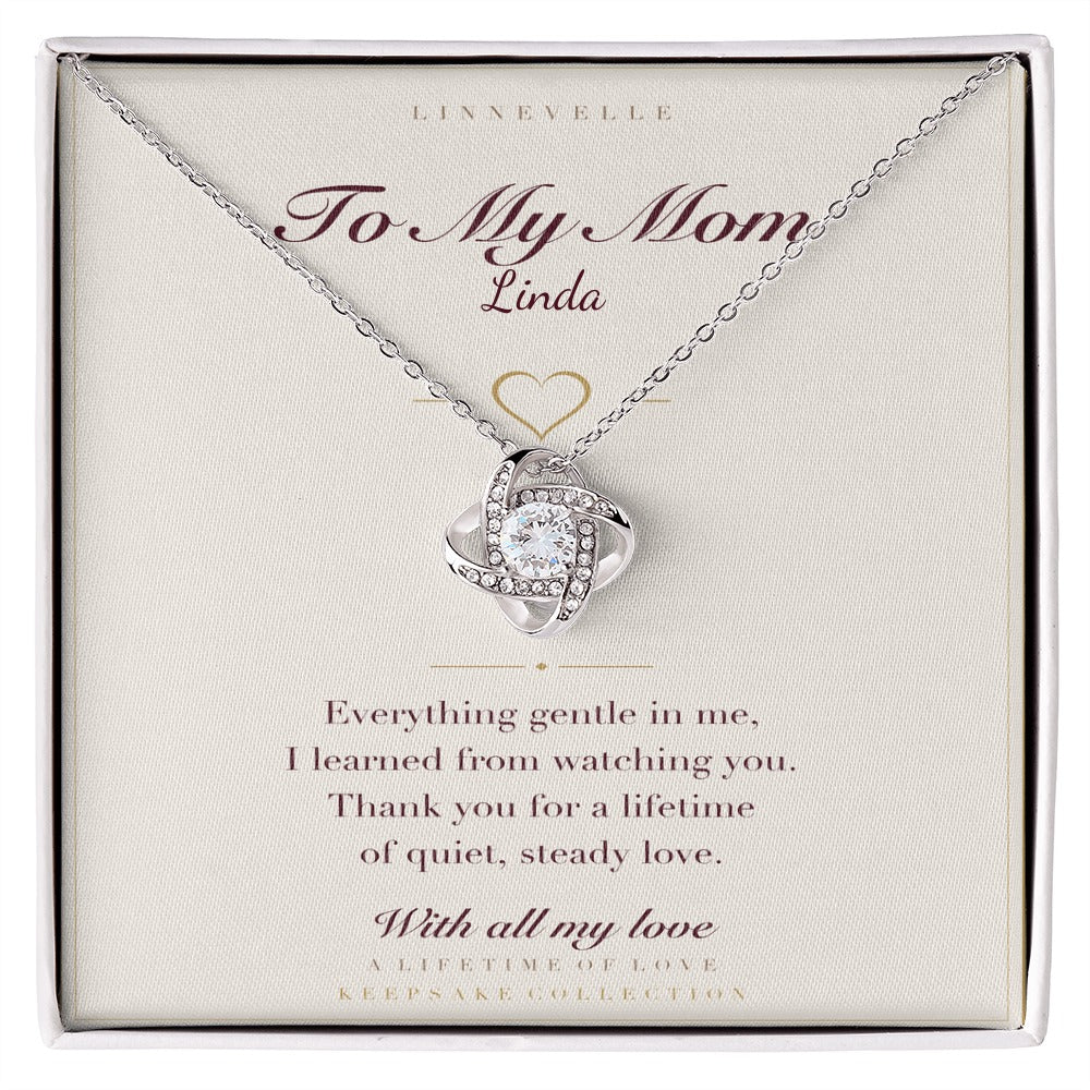 Personalized example — her first name printed free on the card
